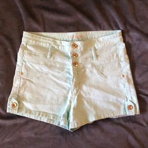 light teal jean shorts